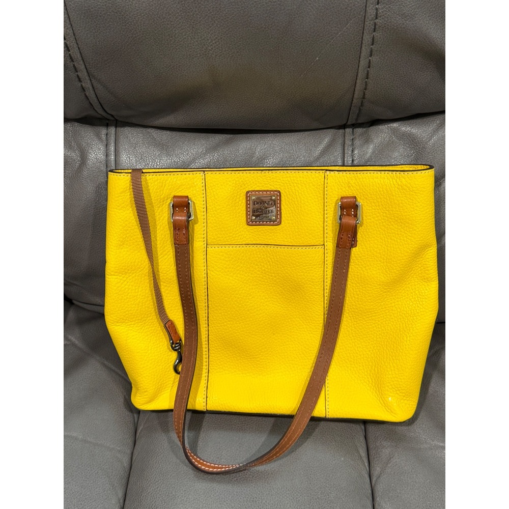 Dooney & Bourke Small Lexington Shopper Yellow Pebbled Leather Tote Bag R342 SN